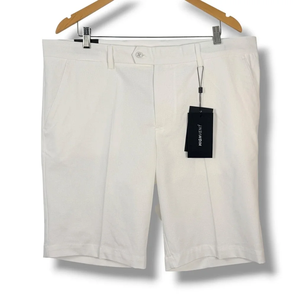 J.Lindeberg Vent Shorts Mens 38 White Golf High vent Polyester Breathable Preppy